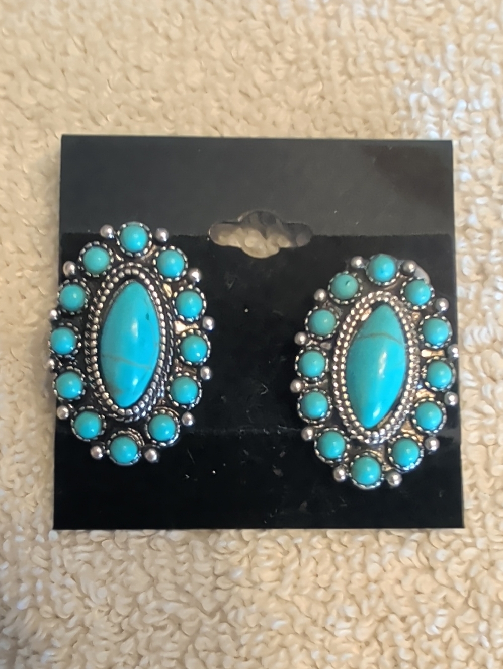 Turquoise Oval Cluster Stud Earrings - Women Jewelry